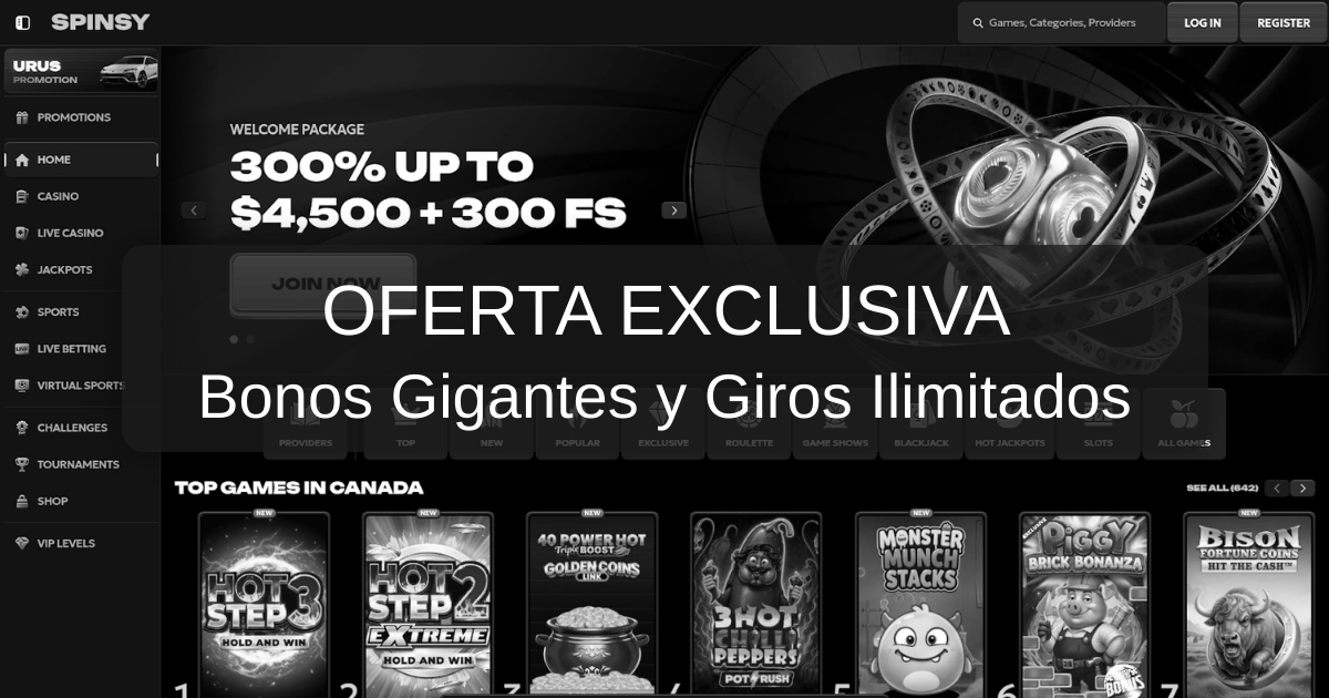 Spinsy Casino - Bono de hasta 500 € | Consulta el sitio oficial